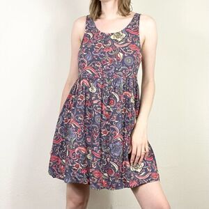 H&M Purple Multicolored Lunar Solar Floral Button Back Sleeveless Mini Dress 4